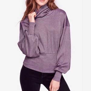 Free People Purple Turtleneck Top XS